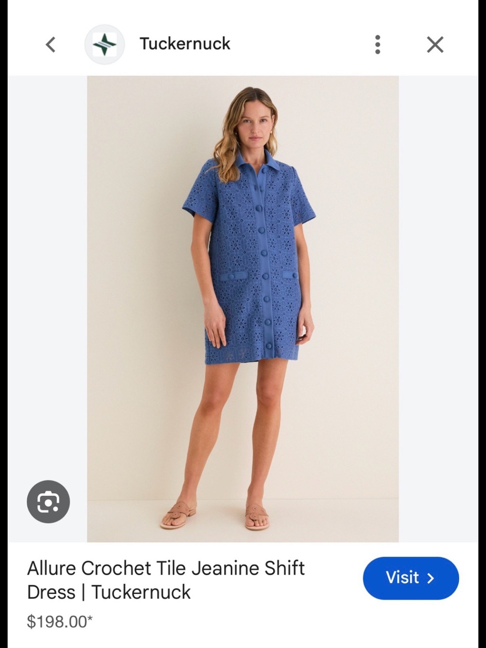 Tuckernuck Allure Crochet Tile Shift Dress in Periwinkle